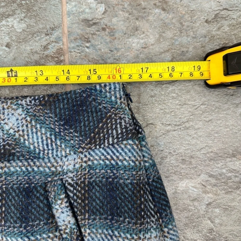 Talbots Womens Wool Blend Straight Skirt 10 Petite Blue Plaid Pencil‎ Lined Prep